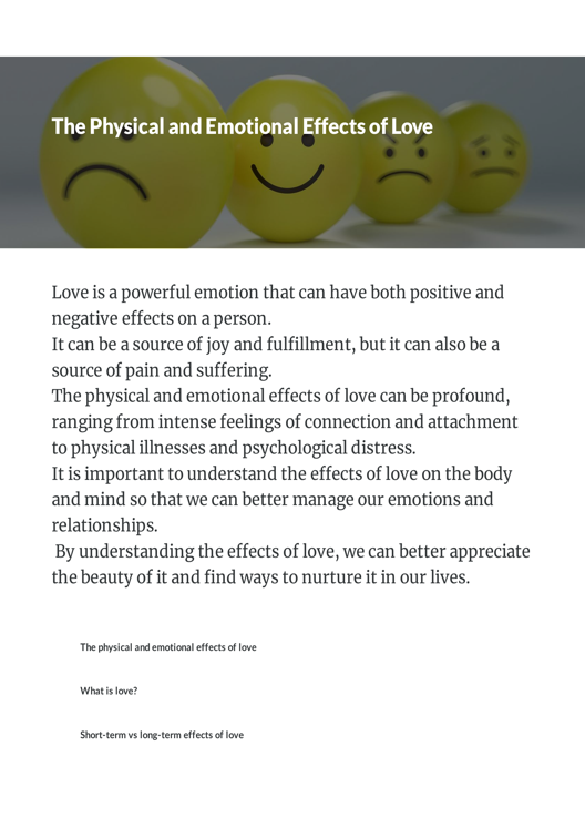 The Physical And Emotional Effects Of Love